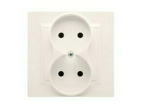 Zásuvka SIMON CG2/41, 2 násobná (přístroj s krytem), bez uzemnění, šroubové svorky, krémová