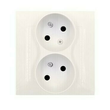 Zásuvka SIMON DGZ2TS/41, 2 násobná, s uzemněním, pootočená, šroubové svorky, krémová