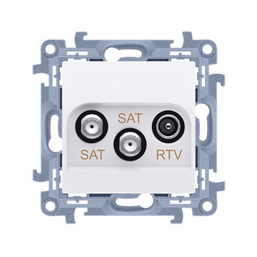 SIMON 10 CASK2.01/11 Zásuvka RTV-SAT-SAT dvojitá satelitní, (strojek s krytem), 1x vstup: 5MHz - 2,4