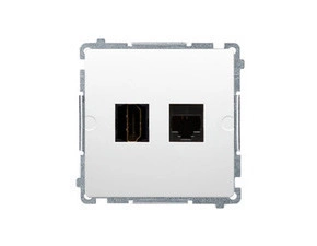 SIMON Basic BMGHRJ45.01/11 Zásuvka HDMI + počítačová zásuvka RJ45 kat.6, (strojek s krytem) Bílá