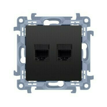 SIMON CT22.01/49 Zásuvka telefonní 2 násobná, RJ12 (přístroj s krytem), černá matná