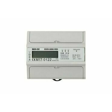 Elektroměr SEZ EDIN 6006 MID Fakturační, MID, 5-100 A, 1 tarif, 3 fázový, LCD displej, 7M/DIN