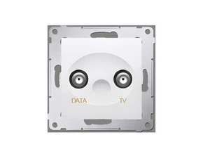 Zásuvka anténní SIMON 54 DAD1.01/11, TV+DATA (přístroj s krytem), 1x vstup: 5÷1000 MHz, bílá