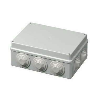 MALPRO S-BOX 406M Krabice S-BOX 406, 190 x 140 x 70 mm, 10 průchodek, IP55 šedá, kovové šrouby, 650°
