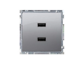 Nabíječka USB SIMON BASIC BMC2USB.01/21, 2 násobná, 2x USB typ A, 2, 1 A/5 V DC, ocelová