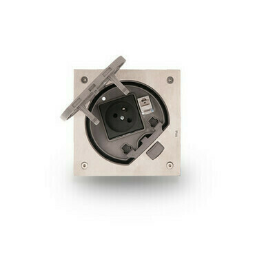 Vklad krabice podlah. SIMON KSE25U/23/72, KSE IP66 záp., zás. 230V~ + RJ45 kat. 5e UTP, nerez. ocel