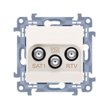 SIMON 10 CASK2F.01/41 Zásuvka RTV-SAT-SAT dvojitá satelitní, (strojek s krytem), 1x vstup: 5MHz - 2,