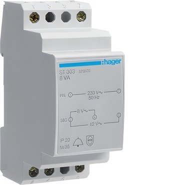 HAG ST303 Zvonkový transformátorek 230V/8V-1A, 12V- 0,67A (AC