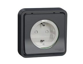 SCHN MUR36132 Mureva Styl - Kompletní zásuvka 16A Schuko, clonky, bezšroubová, IP55, pro zapuštění,