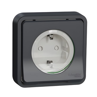 SCHN MUR36132 Mureva Styl - Kompletní zásuvka 16A Schuko, clonky, bezšroubová, IP55, pro zapuštění,