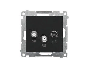 Zásuvka anténní SIMON TASK2.01/149, SAT+SAT+RTV koncová, 2x vstup: 5 MHz÷2, 4 GHz, černá matná