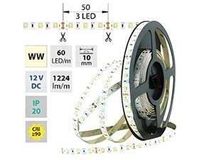 LED pásek MC LED SMD2835 WW, 60LED/m, 14,4W/m, 1224lm/m, IP20, DC 12V, 10mm, 50m