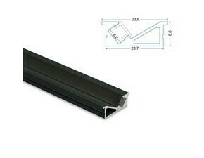 Profil vestavný MC LED VE černý 24x10mm, včetně černého difuzoru, 1m