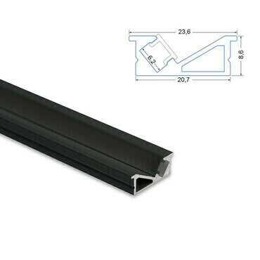 Profil vestavný MC LED VE černý 24x10mm, včetně černého difuzoru, 1m