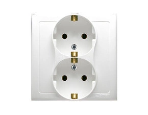Zásuvka Schuko SIMON BASIC BGSZ2/11, 2 násobná, s uzemněním, 16 A/250 V~, šroubové svorky, bílá