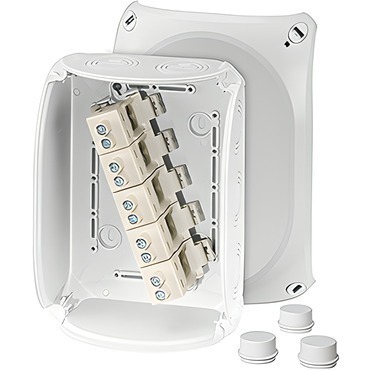 HEN DK 1616 GZ Krabcová rozvodka pro vnitřní a venkovní chráněné instalace IP 55/IP 66, se svorkovni