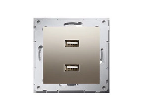 Nabíječka USB SIMON 54 DC2USB.01/44, 2 násobná (přístroj s krytem), 2x USB typ A, zlatá metalizovaná