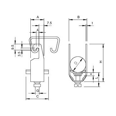 2056U 12 ALU Třmenová příchytka