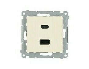 Nabíječka USB SIMON DEC2CAQ.01/41, 2 násobná, 1x USB typ C+1x USB typ A, max. 30 W, krémová