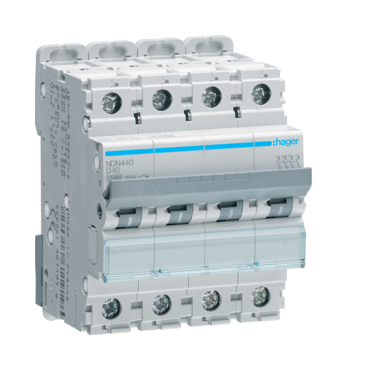 Jistič čtyřpolový HAGER NDN440 4 pól. 40A, char.D, 10 kA