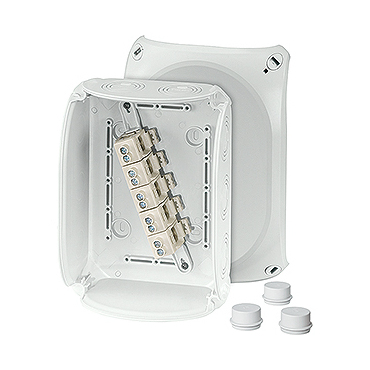 HEN DK 1610 GZ Krabcová rozvodka pro vnitřní a venkovní chráněné instalace IP 55/IP 66, se svorkovni