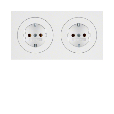 HAG 47202089 Zásuvka, SCHUKO, 16 A, 250 V ~, dvojnásobná se společným rámečkem, bezšroub. svorky, ko