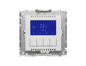 Termostat digitální SIMON 55 TETD1A.01/114, programovatelný, s displejem, světle šedá matná