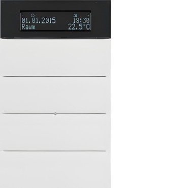 HAG 75664599 Senzor, tlačítkový, 4-násobné s pokoj. termostatem a displejem, B.IQ, bílá, mat