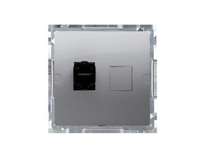 Zásuvka datová SIMON BASIC BM61.01/21, 1 násobná RJ45 6. kat., s protiprachovou clonkou, ocelová