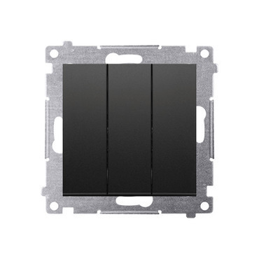 SIMON DP31.01/49 Trojité tlačítko (strojek s krytem) 10AX, 250V~ , bezšroubové  svorky, černá matná