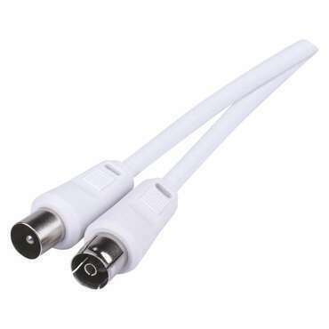 Kabel anténní EMOS SB3010, koaxiální, PVC, IEC vidlice/IEC zásuvka, stíněný, přímý, bílý, 10m