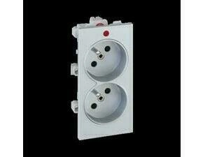 Zásuvka CIMA SIMON S2/8, 2 nás., Schuko se sign., 16A/250V~, šr. sv., hliníková
