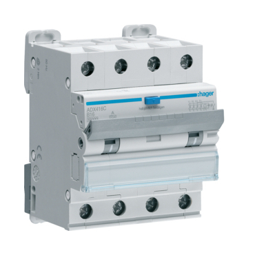 HAG ADX416D Proud.chr. s nadpr.ochr. char. B, 4-pól, 16A / 0,03 A, typ A, 10 kA