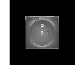 Kryt 1 násobné zásuvky SIMON 82 82068KD-38, s uzemněním, se clonkami, IP44, průhledné víčko, grafit