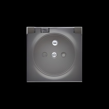 Kryt 1 násobné zásuvky SIMON 82 82068KD-38, s uzemněním, se clonkami, IP44, průhledné víčko, grafit
