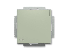 Zásuvka jednonásobná ABB Zoni 6620T-A07995 243, olivová, IP 44, s bočn. kontakty, s cl., s víčkem