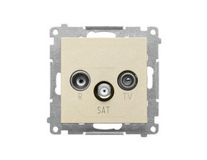 Zásuvka anténní SIMON TASP.01/144, R+TV+SAT průchozí, 1x vstup: 5 MHz÷2, 4 GHz, champagne matná