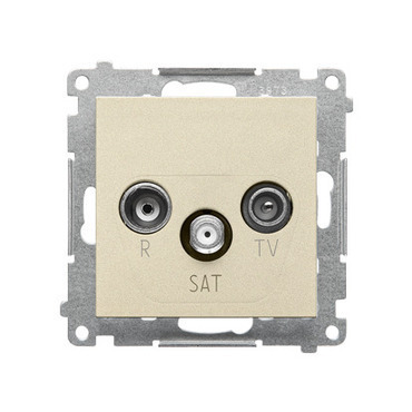 Zásuvka anténní SIMON TASP.01/144, R+TV+SAT průchozí, 1x vstup: 5 MHz÷2, 4 GHz, champagne matná