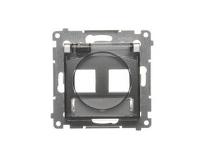 Kryt SIMON DKP2B.01/43A, telef. a datové zás. 2 nás., IP44, plochý, s popis. polem, stř. metalíza