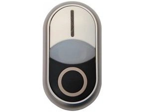 EATON 216706 M22-DDL-WS-X1/X0 Dvojité tlačítko, zvýšené, bílá čočka pro signálku, titanový kroužek,