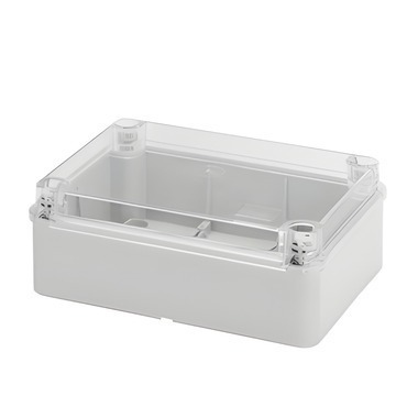 Spojovací krabice GEWISS GW44427 s průhledným víkem, plast. šroub, plombovací, ip56, 190x140x70