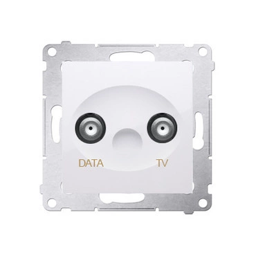 Zásuvka anténní SIMON DAD1.01/11, TV+DATA (přístroj s krytem), 1x vstup: 5÷1000 MHz, bílá