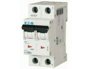 Jistič dvoupolový EATON 286573 PL6-C63/2 PL6, char C, 2-pólový, Icn=6kA, In=63A