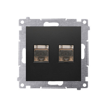 Zásuvka datová SIMON D62E.01/49, stíněná 2 nás. RJ45 kat. 6 s cl., černá mat metalíza