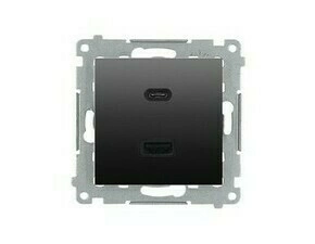 Nabíječka USB SIMON DEC2CAQ.01/48, 2násobná, 1xUSB typ C+1xUSB typ A, max.30W, antracitová metalíza