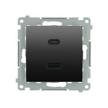 Nabíječka USB SIMON DEC2CAQ.01/48, 2násobná, 1xUSB typ C+1xUSB typ A, max.30W, antracitová metalíza