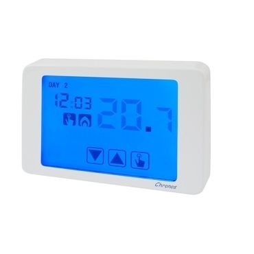 EL 1008026 Termostat ORBIS CHRONOS, pokojový, digitální-dotykový, bílý, 5A, 250V AC (bal.1)