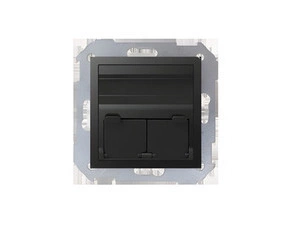 Kryt komunikační SIMON 82 82579-38, a datové zásuvky 2nás., 2x RJ45/RJ12/RJ11, zkosený, grafit