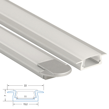 Profil vestavný MC LED VR, 22x7 mm, včetně matného difuzoru, 1 m