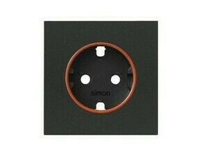 Kryt zásuvky SIMON 10000037-238, Schuko s červeným okrajem, černá matná